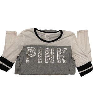 PINK Victoria's Secret Bling Logo Long Sleeve Tee